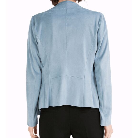 Zara Light Blue Faux Suede Light Blue Draped Jacket Small Excellent Condition - Picture 2 of 10